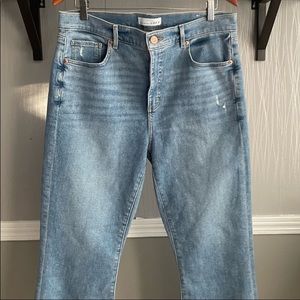 LOFT Chewed Hem High Rise Waist Flare Crop Jeans Light Wash Women’s 14/32